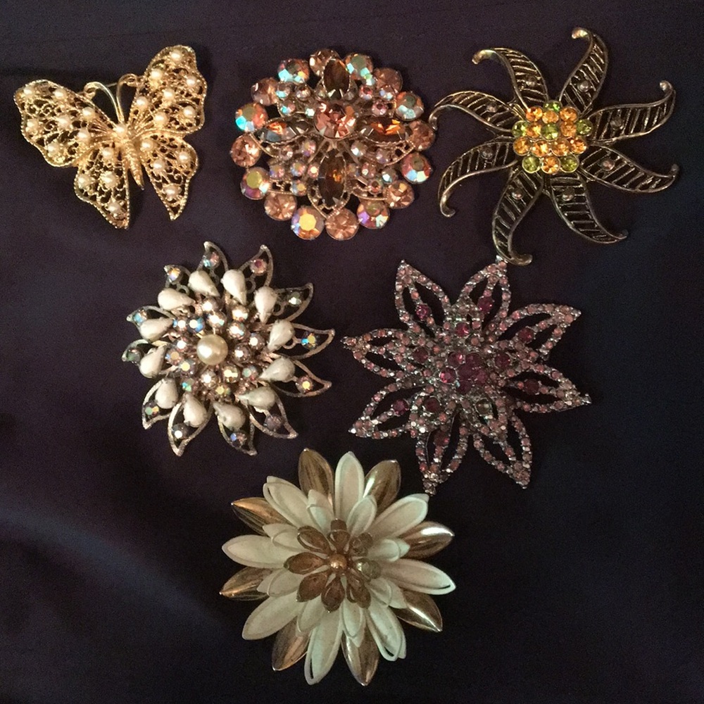 Vintage Brooch 6 Piece Bundle - Picture 1 of 5